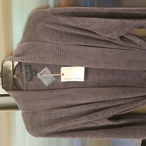 💕BAREFOOT DREAMS💕 CozyChic Drape Rib Cardigan Ultra Lite Pacific Blue L NWT - Picture 11 of 16